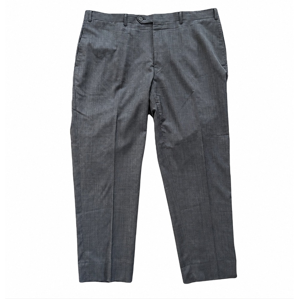 Canali Travel Pants Men 40x28.5 Charcoal Gray Plaid 100% Wool Made in Italy